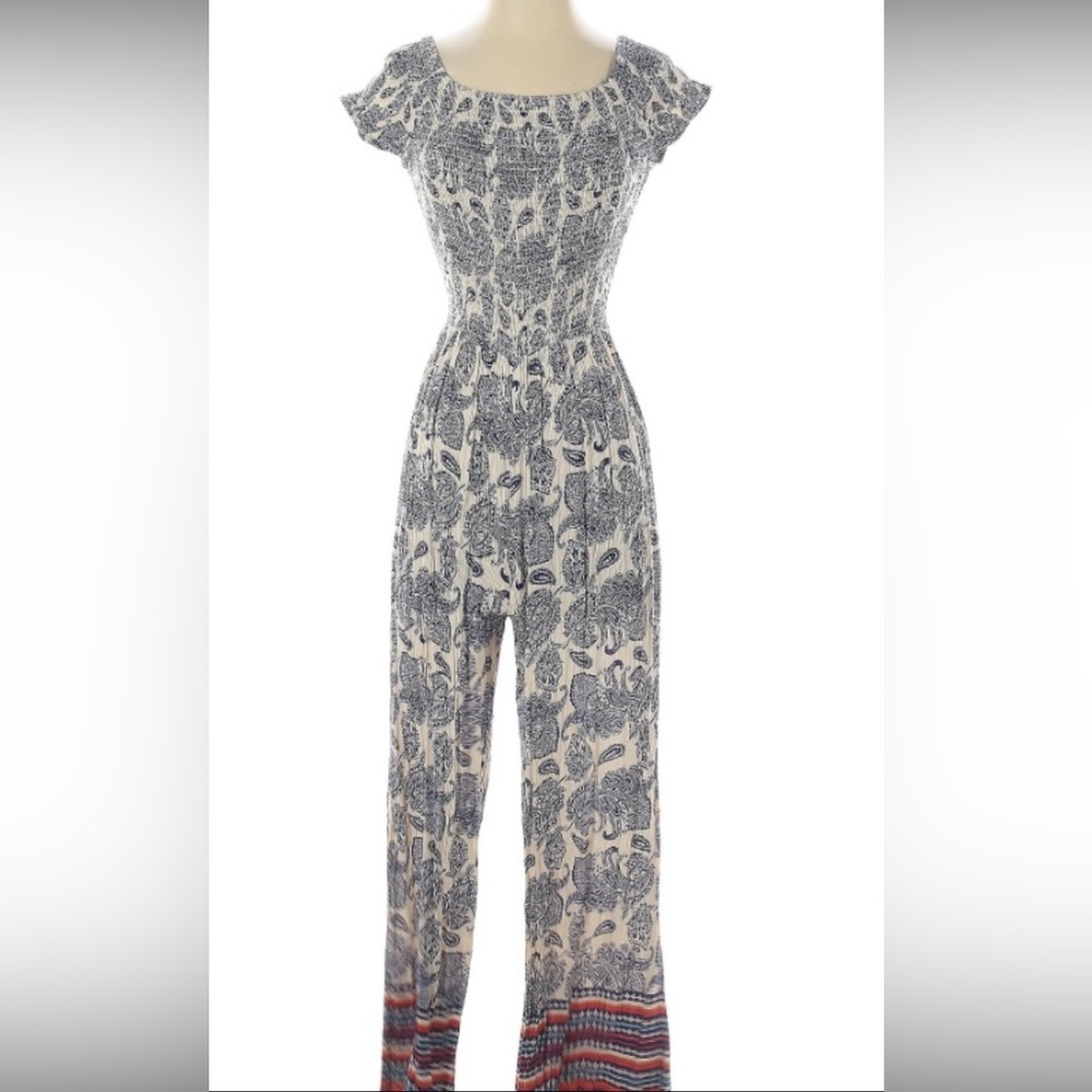 Angie Blue and White Printed Jumpsuit